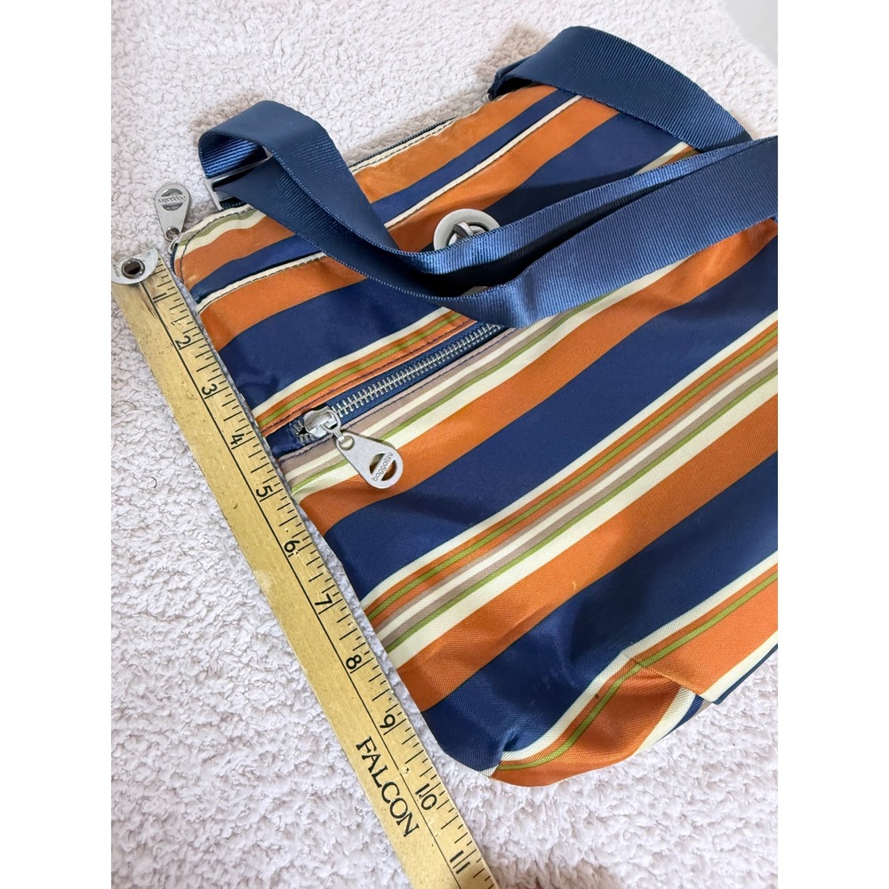Baggallini Crossbody Bag Striped Nylon Navy Orange Multi Pocket Travel Purse - Picture 7 of 12